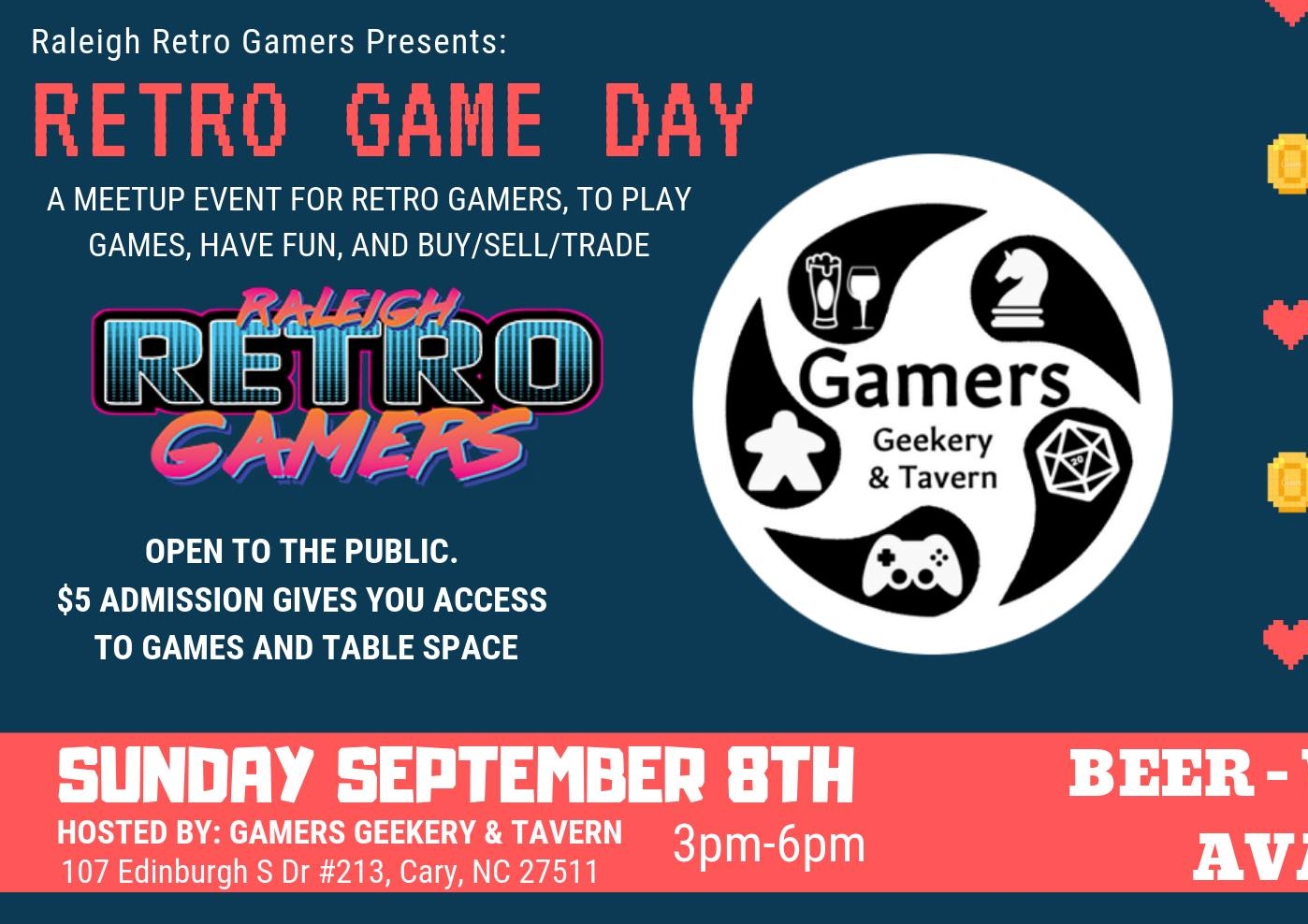 raleigh retro gamers, trade event, games and geekery tavern, retro games