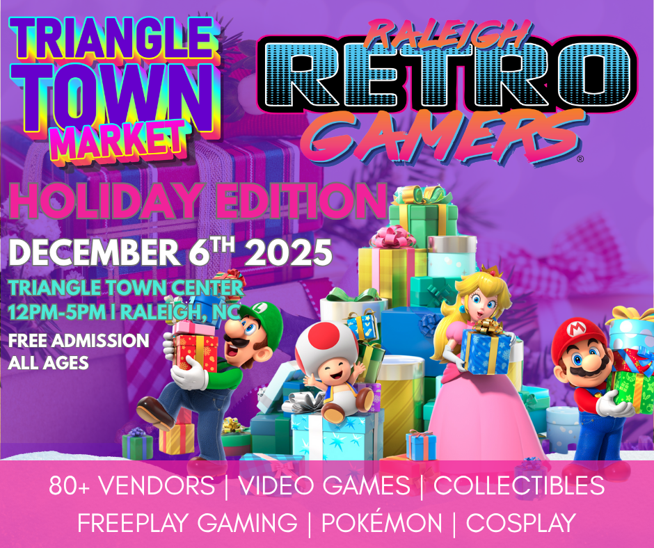 raleigh retro gamers holiday market, triangle town center